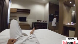 Amateur Thai 18 year old Cherry with tiny titted groaning on a huge white penis