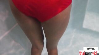 Amateur Thai 18 year old Cherry with tiny titted groaning on a huge white penis