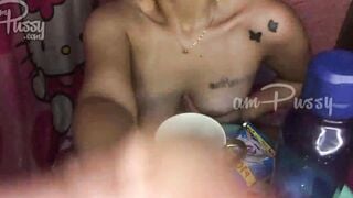 MILK ON TITTIES during breakfast of an amateur nude women