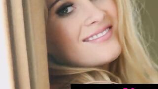 Australian big titted blondie Lauren Volker presenting a Cutie striptease