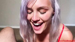 Hottie Blonde Teens Winter Bell Deepthroats & Riding The Penis