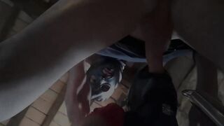 Bound to a machine on Bombshell clothes rough banged and throated doggy style