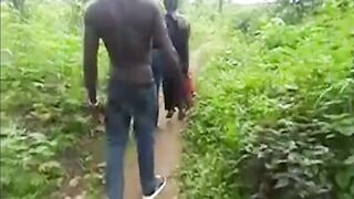 HE CAUGHT ME AND MY SIN SISTERZ INTO THE BUSH TRACK COMING BACK FROM THE NEXT VILLAGE AND HE PARADE US TO AN UNCOMPLETED BUILDING AND BANGED! US BLACK GIFT
