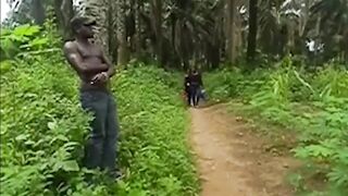 HE CAUGHT ME AND MY SIN SISTERZ INTO THE BUSH TRACK COMING BACK FROM THE NEXT VILLAGE AND HE PARADE US TO AN UNCOMPLETED BUILDING AND BANGED! US BLACK GIFT