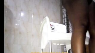 Blowing sex toy while masturbating