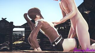 Attack on titans Cartoon 3D - Sasha is pounded while on a mission and liking like a bitch