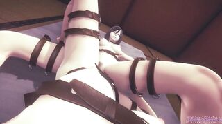 Attack on Titans Animated Yuri - Sasha and Mikasa scissor and then Mikasa eats her snatch