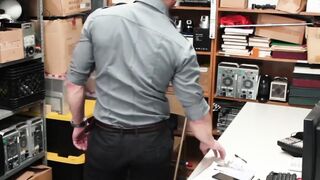 Thief takes fat cock from security guard at store