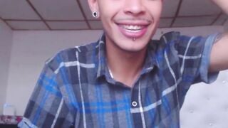 Pretty amateur Juan jerks off his big dick with two hands