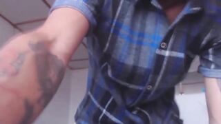 Pretty amateur Juan jerks off his big dick with two hands