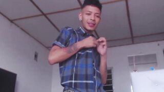 Pretty amateur Juan jerks off his big dick with two hands