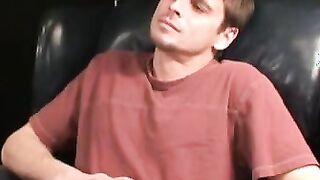 Hunky older guy jerks of his king-size cock and ejaculates