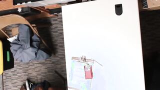 Tattooed Ebony thief barebacked hard by a security guard