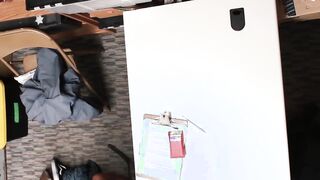 Tattooed Ebony thief barebacked hard by a security guard