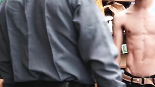 Skinny black thief bareback screwed by horny officer
