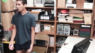 Skinny thief sucks officers dick and raw fucked from behind