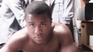 Young black thief has his ass stretched by two gay guards Hoe 2