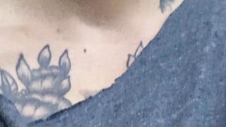Tattooed Latino guy barebacked hard in a threesome