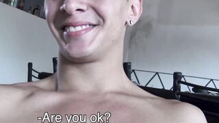 Cute straight Latino barebacked for the first time for money