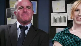 Blonde shemale anal fucks bound boss