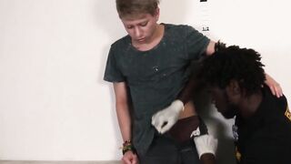 Suspect in a twink gets fucked raw after sucking on a big black cock