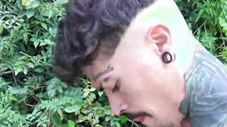 Outside a Latino jock with tattoos gets beat up after a blow