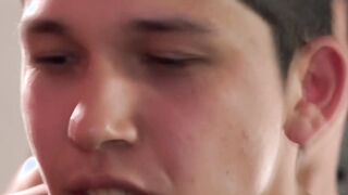 Young Latino rewarded with messy facial after barebacking