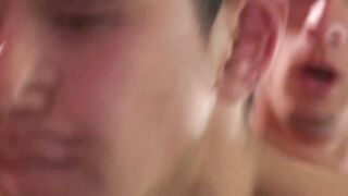 Young Latino rewarded with messy facial after barebacking