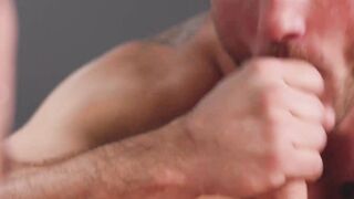 Tattooed muscle gay sucks big cock and anal fucks