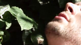 Amateur hot twink sucks two hard pricks in the backyard
