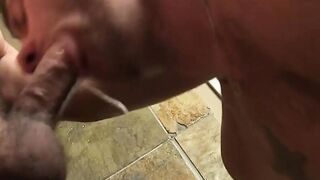 Attractive Christian Matthews sucks hard prick in a shower