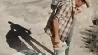 Retro cowboys are having a wild outdoor bareback session