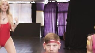 Lucky instructor fucks both his dancers on stage