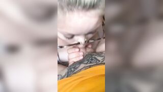 Tattooed Blonde Wants Cumshot