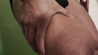 Alluring gay stud shows his muscles and strokes his dick
