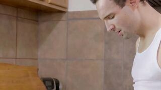 Fit tattooed cougar Karma Rx brutally fucked in her kitchen
