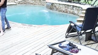 At the poolside Aiden Asher and athlete Jax Thirio are barebacking