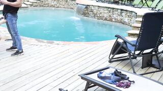 At the poolside Aiden Asher and athlete Jax Thirio are barebacking
