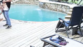 At the poolside Aiden Asher and athlete Jax Thirio are barebacking