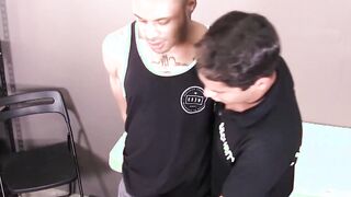 Before bareback big dick pounding tattooed jock throatfucked