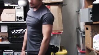 A BBC officer beats a young Latino thief hard in the back