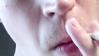 Smoking with my fratbro turns to cock sucking session