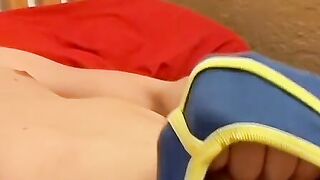 Underwear twink Beau Marcus rubs his cock and cums in undies