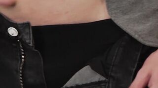 Fabulous young gay Kris Blent wanking during photoshoot