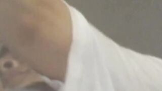 Babe starts teasing her Japanese pussy in public and moans