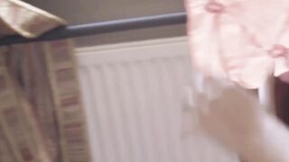 After an erotic shooting cute blonde lesbians play with their pussies