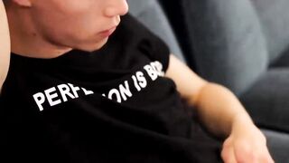 Nick Daner wanking his big dick while having a fetish for skinny feet