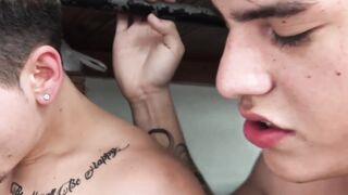 Bearded Latino brutally raw penetrated by his lovers