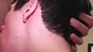 Skinny gay teen sucking cock before getting a facial