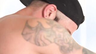 Lovely twink sans protection riding stepdads dick after penis massage